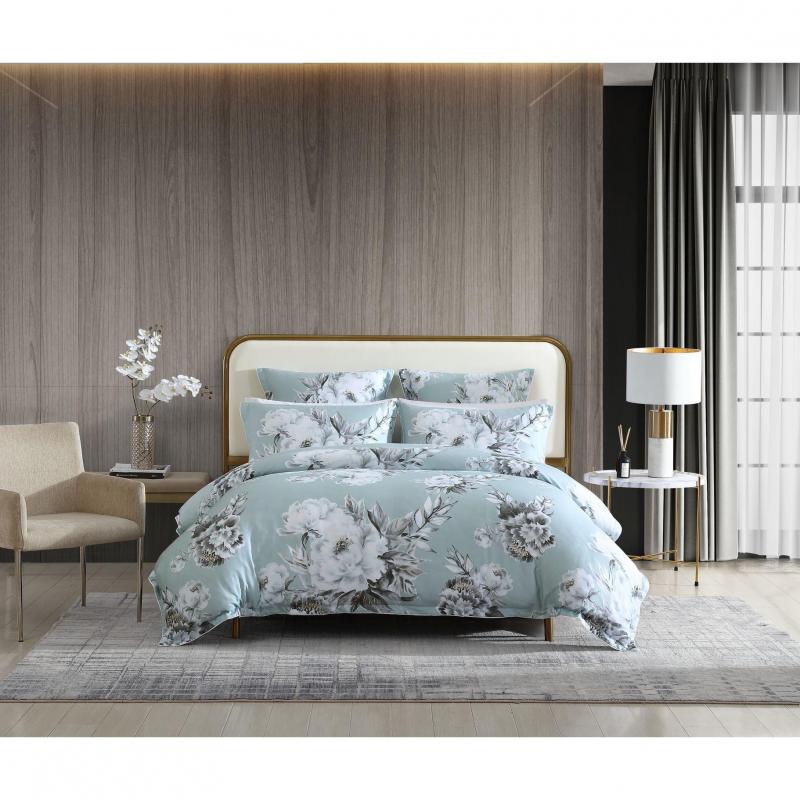 Private Collection Kinley Sage Printed Cotton Sateen Quilt Cover Set | Queen Bed | Sage